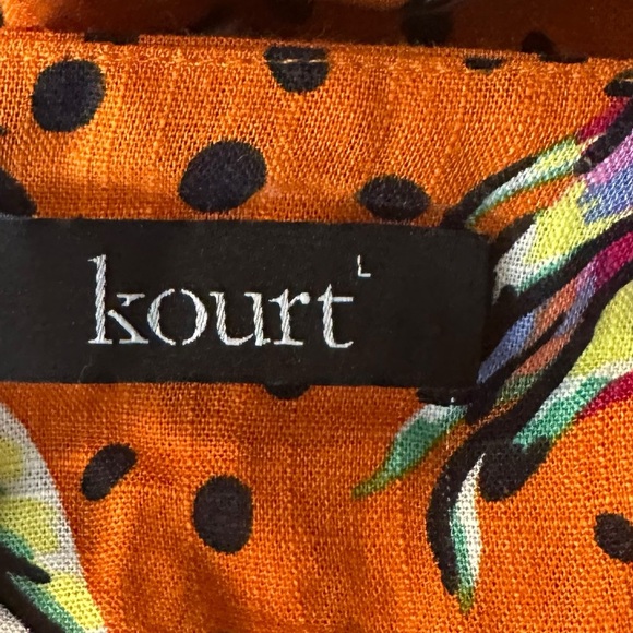 Anthropologie Orange Printed Linen Blend Mini Babydoll Dress size L - Picture 4 of 5